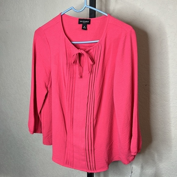 221 - I.N. Studio NWT Pink Boho Mid-Sleeve Top, Size Petite Large - Picture 2 of 7